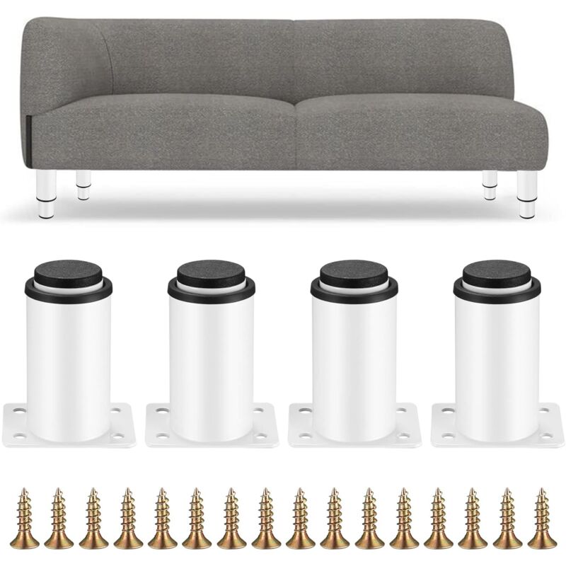 Lablanc - 4 Pièces Pieds de Meubles Réglables, Pieds de Table en Métal Blanc, Pieds Réglables en Hauteur 0-40 mm, Pieds de pour Meuble Cuisine,