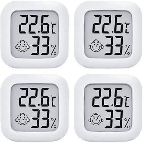 LaBlanc – 4er-Pack Mini-Digitalthermometer mit hoher Präzision für Zuhause, Büro und Schlafzimmer. Temperatur- und Feuchtigkeitsanzeige für angenehme Temperaturen und Luftfeuchtigkeit.