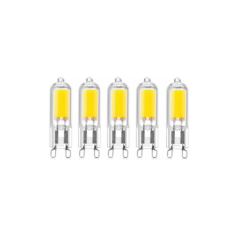 Lablanc - 5 pcs 2W G9 Base Capsules cob led Bulb 220V 200 Lumen 10W-20W Halogen Bulb Equivalent for Chandelier Desk Lamp Wall Light Warm White 3000K