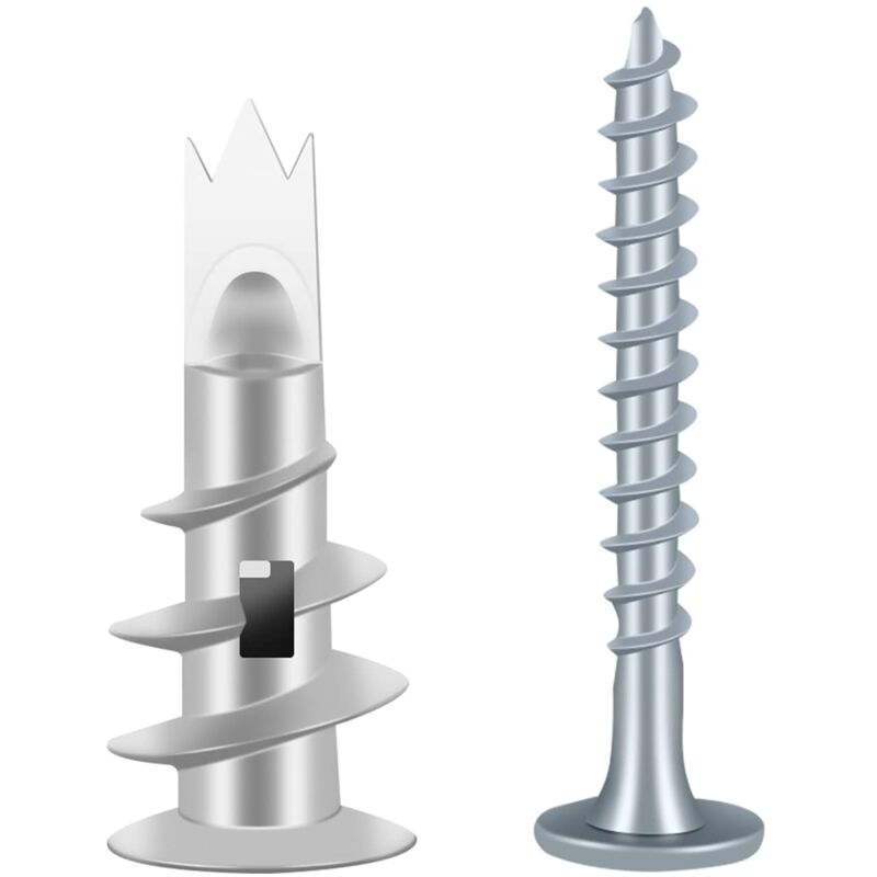 50PCS Vis et Chevilles Métal, Cheville pour Plaques de Plâtre, Chevilles Auto Foreuses, Cheville Placo avec Vis, Cheville Carreau de Platre, pour Les