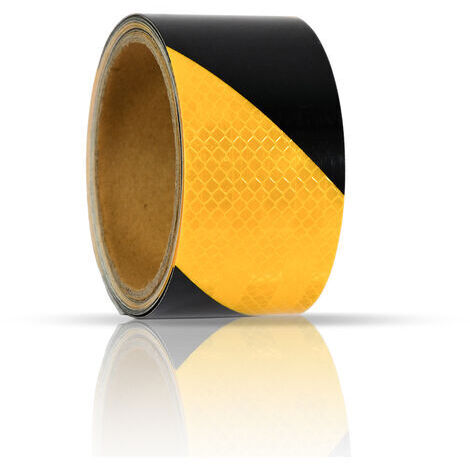 LaBlanc - 5cmx3m reflektierendes Sicherheitsband selbstklebend Reflektorband selbstklebende Rolle retroreflektierend Katadioptrisch Schwarz Gelb