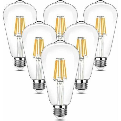 LaBlanc -6 Pièces Vintage LED Ampoule Edison, 90-265V 6W (Incandescent équivalent 60W) Ampoule E27, 600LM 2700K LED Blanc Chaud, ST64 Rétro Antique Style Lampe de Décoration, Pour le Restaurant Barre