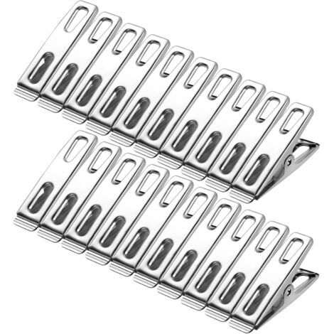 Lot De 2 Cintres à Chaussettes En Acier Inoxydable - 40 Pinces Chacun, Design Coupe-vent, Pour Intérieur/extérieur - 7