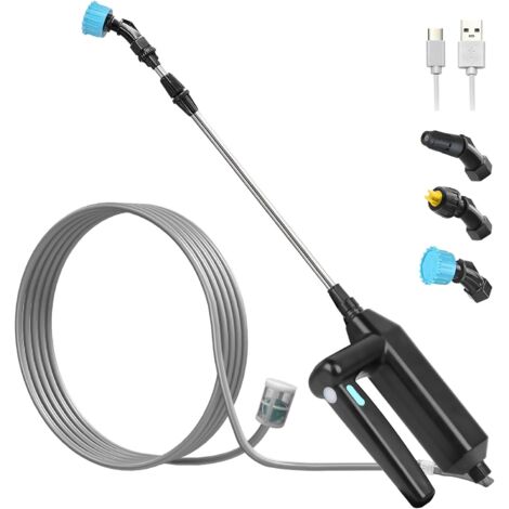 LaBlanc - 7.4V Electric Garden Sprayer, Electric Roof Sprayer, Telescopic Lance Sprayer, Pressure Sprayer with 3 Nozzles and 8M Hoses for Watering, Weeding
