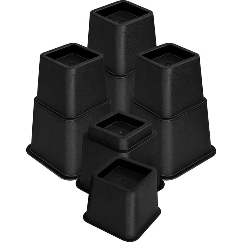 Image of LaBlanc - 8 supporti regolabili per mobili (4 alti, 4 bassi), supporti salvaspazio per letto, tavolo e divano (da 8 a 20 cm) (nero)