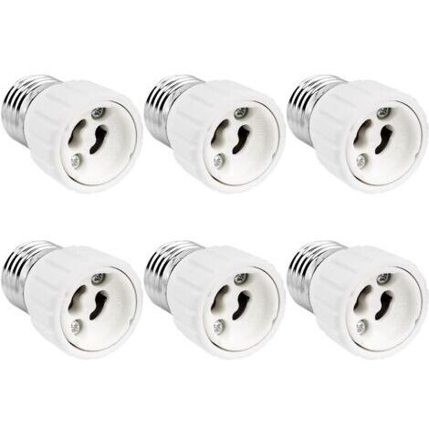 LaBlanc - Adaptador E27 a GU10, 0-250 V, máx. 200 W, conversor de casquillo E27 GU10 para bombillas LED, halógenas y CFL, adaptador cerámico, paquete de 6