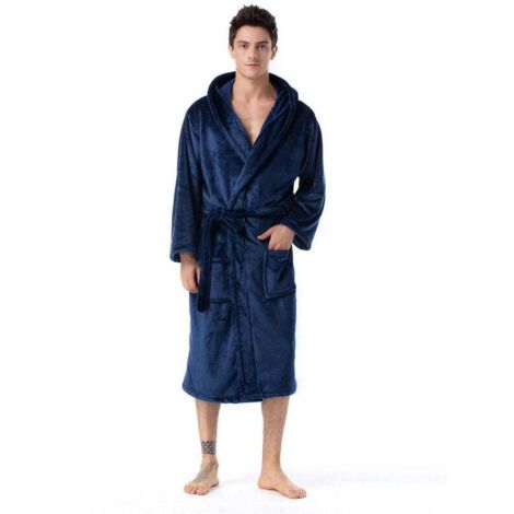 LaBlanc - Albornoces con capucha para hombre y mujer - Albornoces con capucha - Albornoces de sauna - Albornoces para adultos - Azul marino XXL