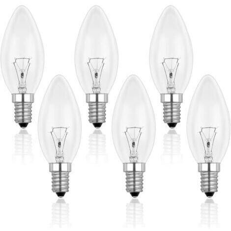 LaBlanc - Ampoule Bougie Clair E14 40W, Ampoule Incandescence Dimmable, Blanc Chaud 2700K, 400LM, Ampoule Flamme, E14 Ampoules à bougie à vis Edison, Pack de 6