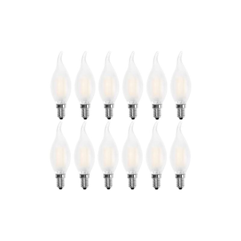 Ampoule led E14 Flamme,Forme de Bougie,Blanc Chaud 2700K,4W Equivalence Incandescence 40W,400lm, Lot de 12 [Classe énergétique a+] - Lablanc