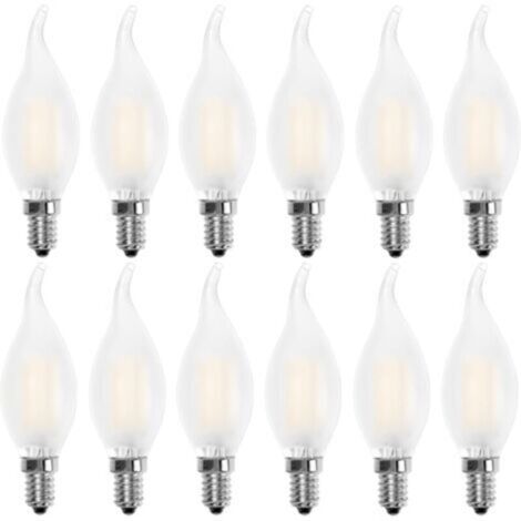 LaBlanc - Ampoule LED E14 Flamme,Forme de Bougie,Blanc Chaud 2700K,4W Equivalence Incandescence 40W,400lm, Lot de 12 [Classe énergétique A+]