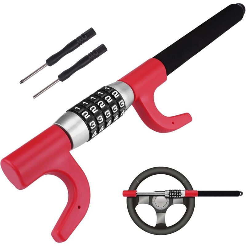 Image of LaBlanc - Antifurto per auto, Asta antifurto per auto, Bloccasterzo, Barra antifurto robusta e sicura, Universale (Rosso)