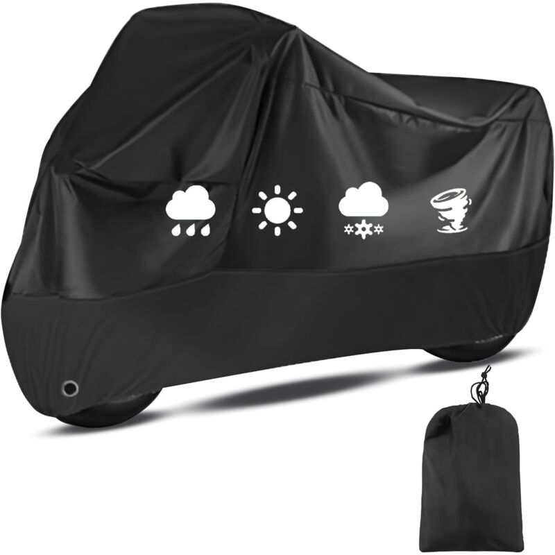 Bâche de moto, 210D imperméable, résistante aux uv, housse de moto coupe-vent, bâche extérieure pour moto, scooter, cyclomoteur (245 cm x 105 cm x