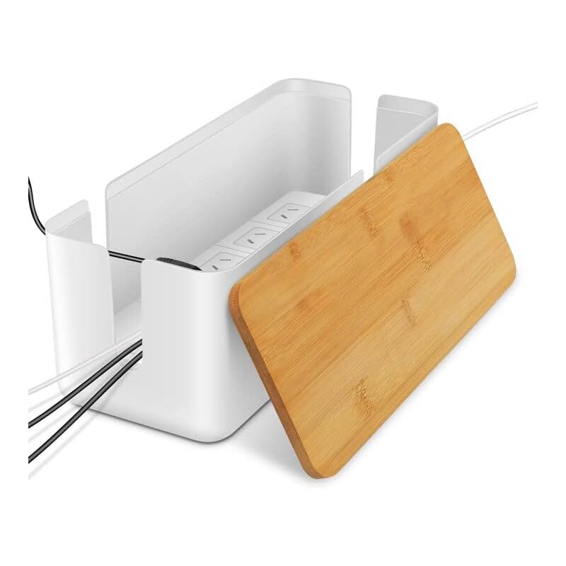 Lablanc - Boîte de Gestion des Câbles, Boîte de Rangement pour Cordon avec Couvercle en Bambou, Boîte Cache-câble en Fil Organiser câblage