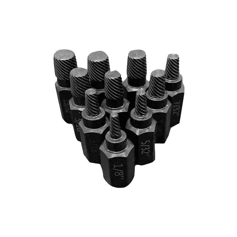 Bolt Extractor, Alloy Steel Stripped Hex Bolt Extractor, 10-Piece Screw Extractor Set 1/8 to 7/8' for Removing Broken Studs, Bolts, Screws - Lablanc