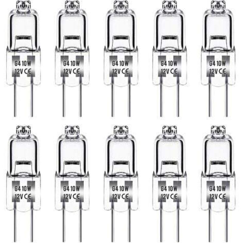 Lablanc - Bombilla halógena G4, 12 v, 10 w, blanco cálido 3000 k, 150 lm, regulable, cápsula transparente, paquete de 10