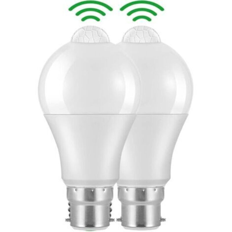 Lablanc - Bombilla led de bayoneta B22 con sensor de movimiento, 12 w, 1020 lm, blanco frío 6000 k, cir 85, IP42, resistente al agua, de bajo