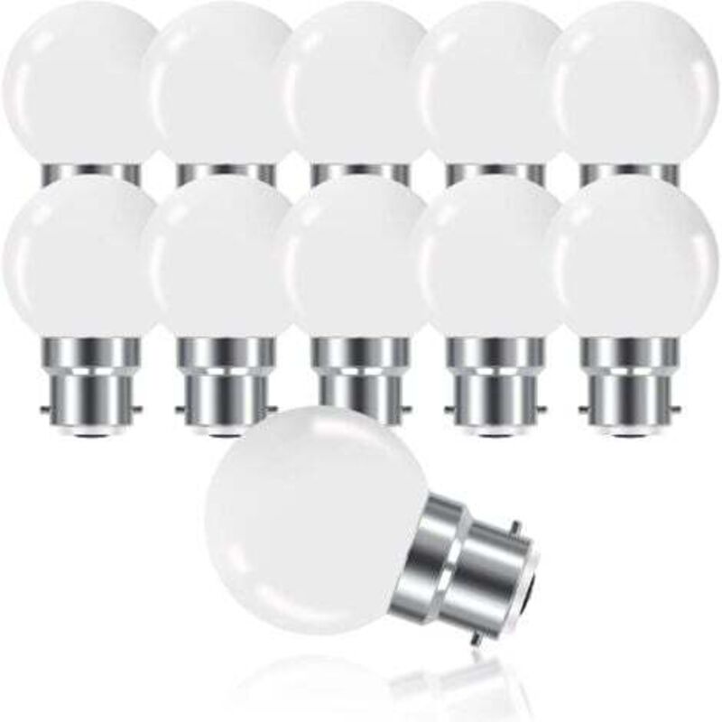 Lablanc - Bombilla led de bayoneta B22 de 3 w, minibombilla de bola de golf B22 G45, luz blanca cálida 3000 k, 280 lm, no regulable, paquete de 10