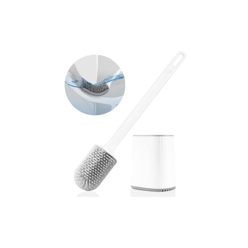Brosse wc, Brosse de Toilette en Silicone avec Tête de Brosse Multifonction 3 en 1 et Support à Séchage Rapide, Balai Toilette wc Murale pour Salle