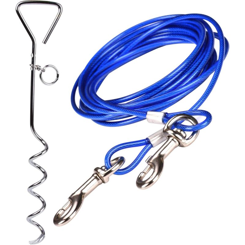 Câble Attache Chien,Piquet en Acier Inoxydable ,360° Laisse en Spirale Domestiques Complet pour Extérieur Jardin et Camping L'Attache en Alliage de