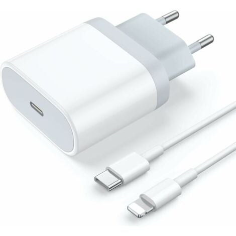 LABLANC Chargeur rapide USB C 20 W et prise d'adaptateur d'alimentation pour câble Lightning 1M Charge rapide pour iPhone 14/14 Pro/14 Pro Max/13/12/11/XR/XS/X/iPad