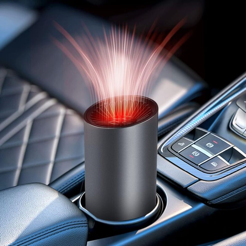 Chauffage de voiture portable 12 v, chauffages de voiture pour l'hiver avec siège à ventouse, chauffage de voiture enfichable pour dégivrer et
