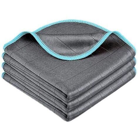 LaBlanc - Chiffon Magique Microfibre Carbone 400GSM,Serviette Sans Trace Absorbant Polissage,Lingette Essuie Verre Vitre Lunette Vaisselle Cuisine Menage Voiture,Torchon Nettoyage Réutilisable Lavable