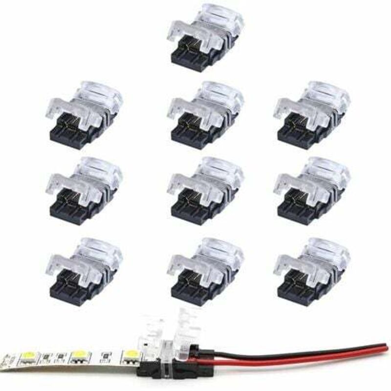 Lablanc - Conector de tira led de 2 pines, paquete de 10. Conectores de tira led de 2 pines para tira led smd 5050/3528 de un solo color de 10 mm,