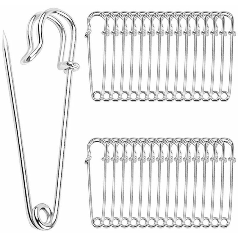 Image of LaBlanc - Confezione da 30 spille da balia in metallo resistenti, grandi, da 7,5 cm, per coperte, lavori artigianali, gonne, kilt, argento