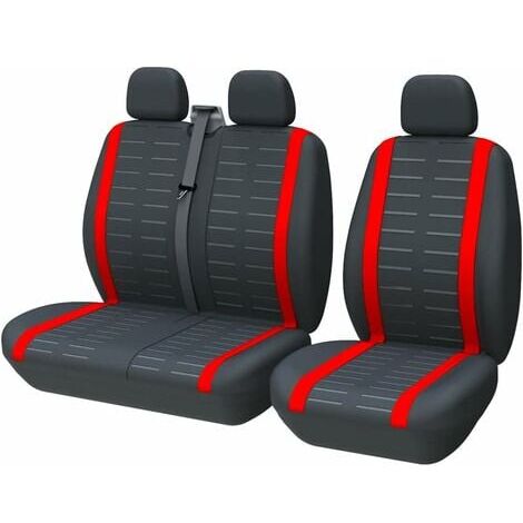 LaBlanc - Coprisedili auto universali adatti alla maggior parte dei sedili anteriori di camion, furgoni e autobus, 1+2 (3 posti), set completo di coprisedili universali in tessuto lavabile, rosso
