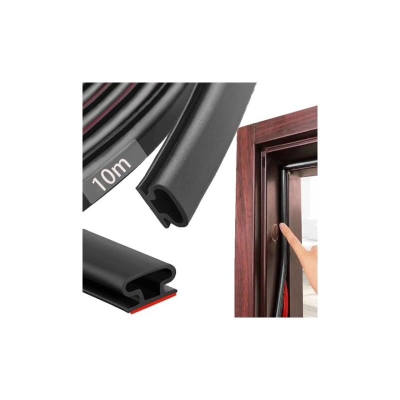 LaBlanc - Door Window Seal Cold and Sound Insulation, Type D Rubber Door Seal, TPE Self-Adhesive Sealing Strip, Entrance Seal (10m, Black)