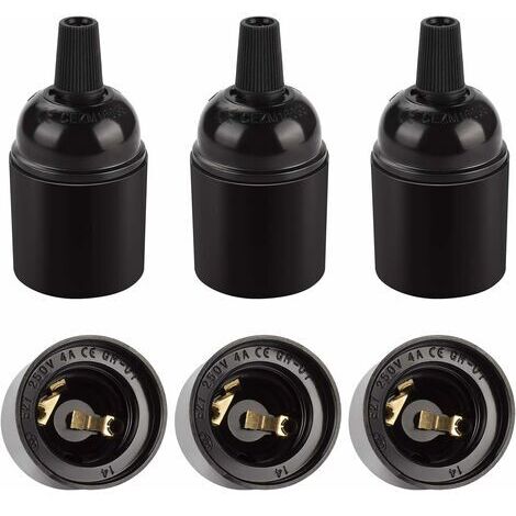 LaBlanc - Douille E27 vintage noire, suspension rétro Edison, adaptateur de support de lampe en bakélite solide, parfait pour la décoration, l'industrie et le bricolage, lot de 6
