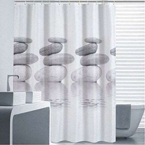 LaBlanc – Duschvorhang 200 x 200 cm, grauer Kieselstein-Textil-Anti-Schimmel- und wasserabweisender Duschvorhang