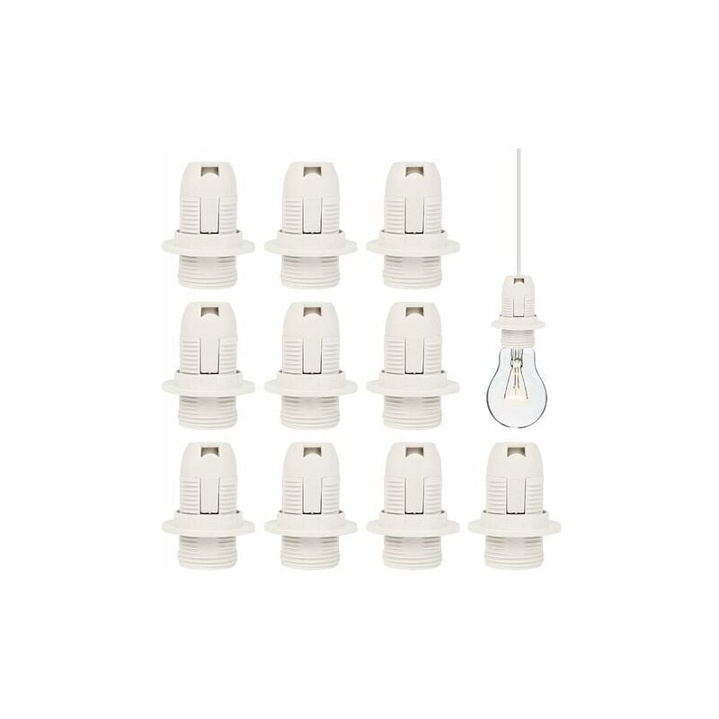 Lablanc - E14 Lamp Socket 10 Pcs E14 Plastic Bulb Socket 250V 2A Vintage Lamp Socket Holder E14 Socket Adapter for E14 Screw Bulb Energy Saving Lamp