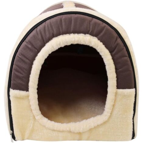 LaBlanc – Haustiernest und Schlafsofa, faltbares Hunde- und Katzenhaus, rutschfeste und winterweiche, bequeme Matratze (S, Braun, L35 cm x B30 cm x H28 cm)