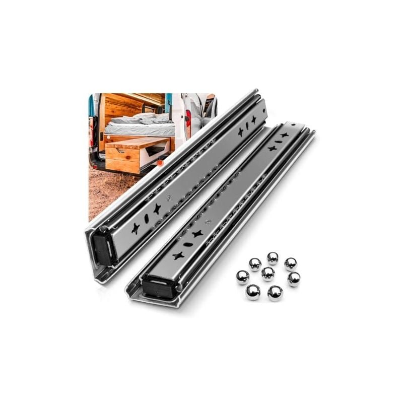 Heavy Duty Drawer Slide with Shock Absorber Drawer Slide 120kg Load Capacity Ball Bearing 1 Pair (30cm) - Lablanc