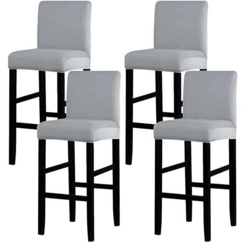 Housse de Bar Élastique 4 Pièces - housse tabouret de bar - housse chaise de bar avec dossier - Pour Tabourets Hauts - Anti-Taches - Respirable