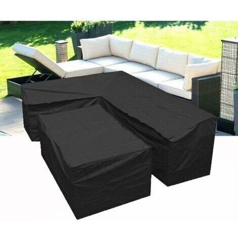 Housse de Protection Salon de Jardin en Forme de l avec Cordons de Serrage en Bas,210D bache Salon de Jardin en Forme de l(l Forme 286x286x82cm+