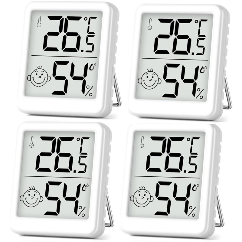 Humidity Metter Thermomètre en intérieur 4 pièces Mini Mini lcd Thermomètre Hygromètre avec indicateur Smiley Gauge pour bébé chambre senior Room