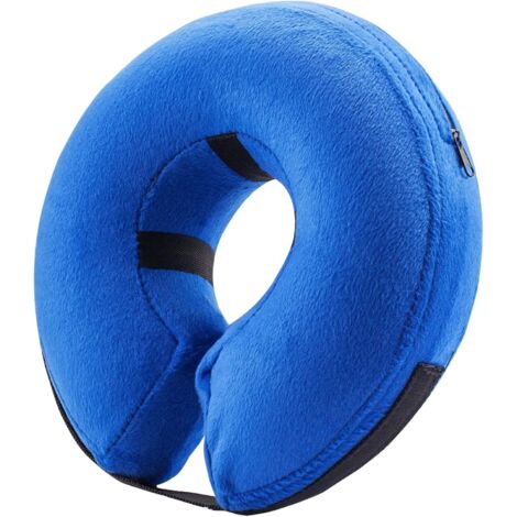 LaBlanc Inflatable Protective Collar for Dogs and Cats, Soft Cone Shaped Recovery Collar for Pet Dogs that Does Not Block Vision Collar (Medium, Blue)