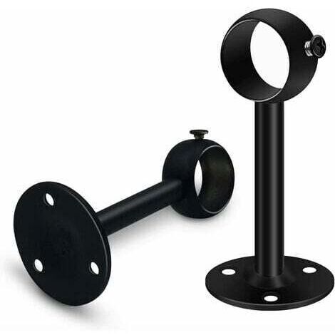 LaBlanc - Jeu de 2 supports de tringle à rideau noirs robustes pour tringle de plafond, supports de tringle à rideau en acier inoxydable de 25 mm, supports de tringle à rideau pour penderie, penderie