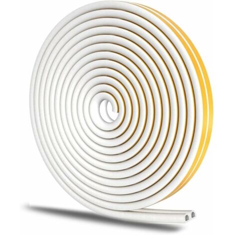 LaBlanc - Joint de porte - Joint de fenêtre contre le froid, joint en caoutchouc autocollant à profil D, joint de porte d'entrée en mousse résistant aux intempéries, insonorisé - Blanc