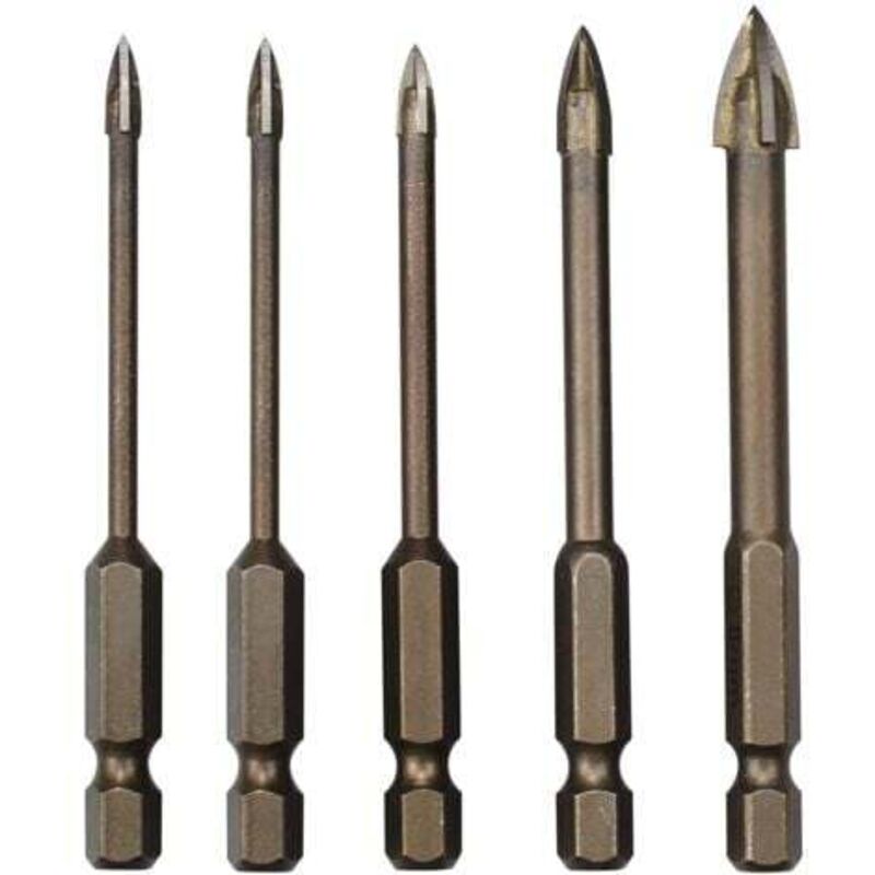 Juego de 5 brocas triangulares de carburo para azulejos, herramienta de perforación universal y eficiente para vidrio, azulejos, hormigón, mármol y