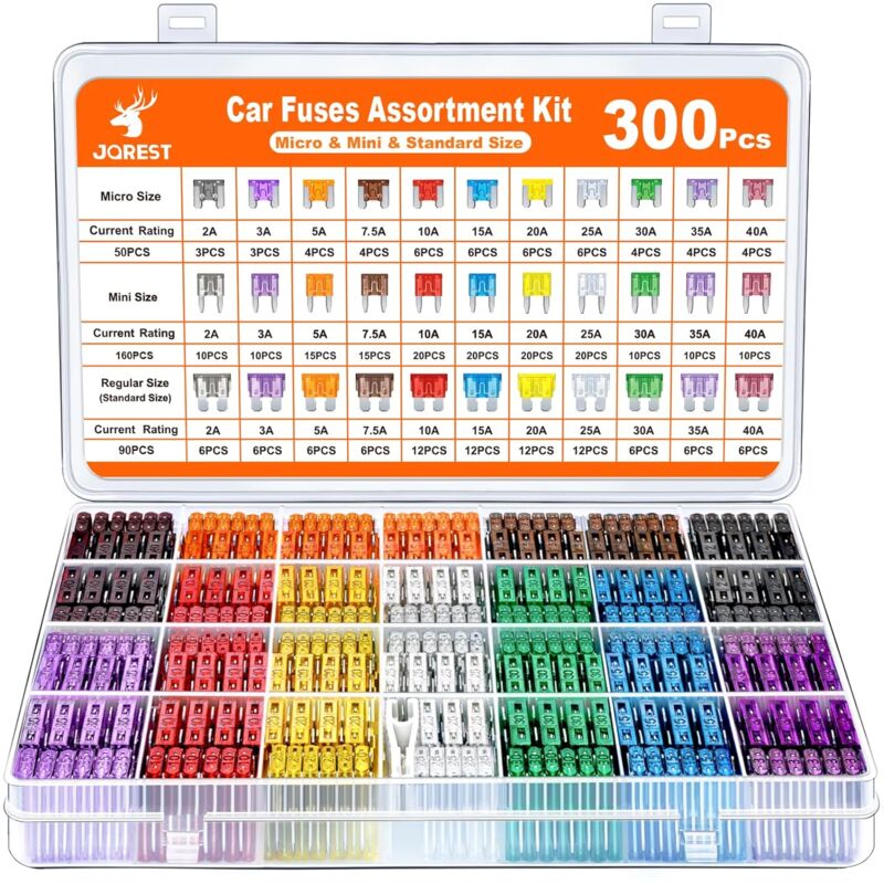 Lablanc - Kit de fusibles de voiture assortis de 300 pièces,160 mini fusibles à lame pour automobile+90 fusibles mixtes standard+50