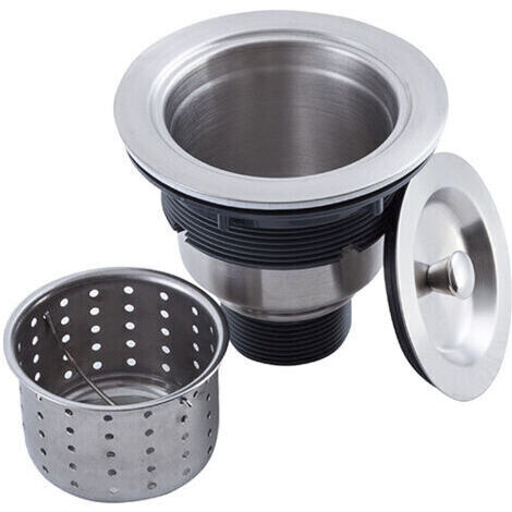 LaBlanc - Kit di montaggio per scarico lavello da cucina con cestello di scarico, tappo e coperchio in acciaio inox 304 da 3-1/2"