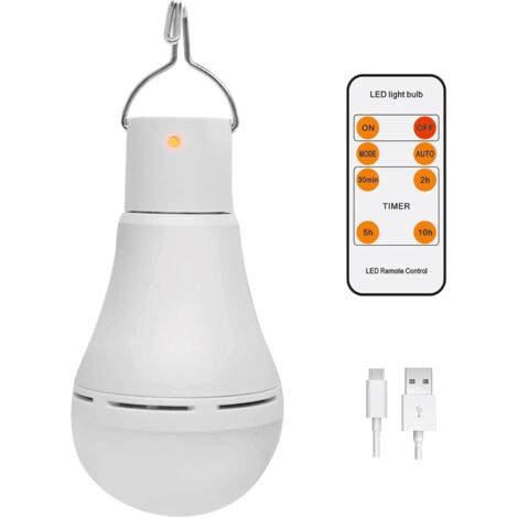 LaBlanc - Lampadina ricaricabile tramite USB con telecomando, LED da 7 W dimmerabile, emergenza per campeggio all'aperto