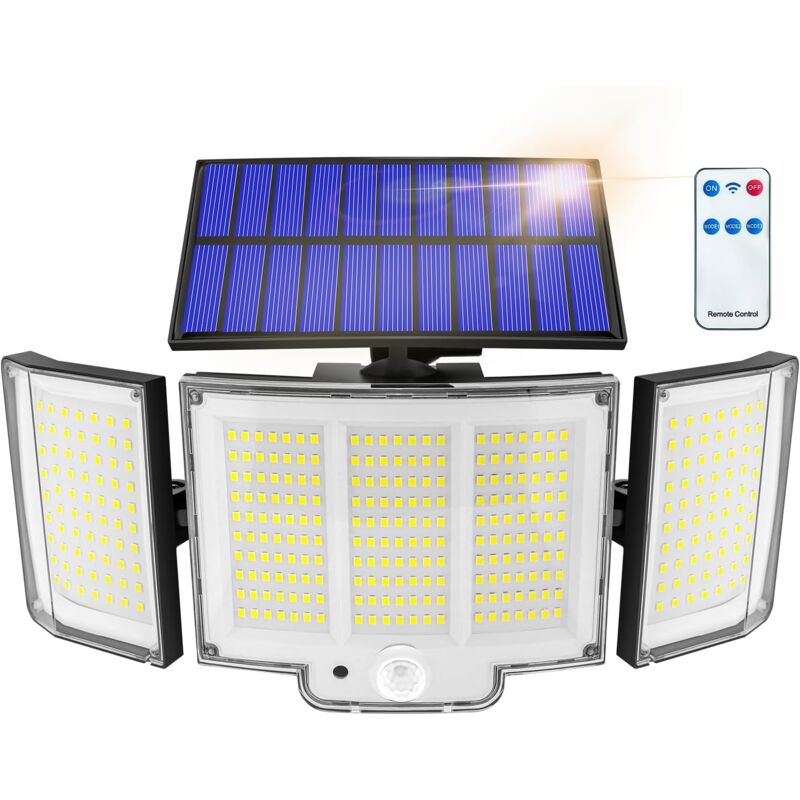 Lampe Solaire Exterieur 1 Unité 1500lm Ip65 Capteur 270° 3 Modes Luminaire Exterieur Solaire Lampe Solaire Exterieur Puissante Éclairage Extérieur