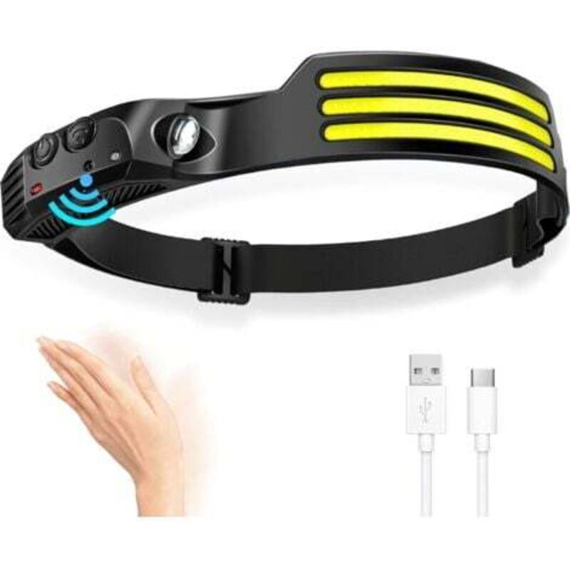 Lablanc - Linterna frontal led recargable con sensor de movimiento, iluminación de 230°, ideal para niños, adultos, campistas y excursionistas.