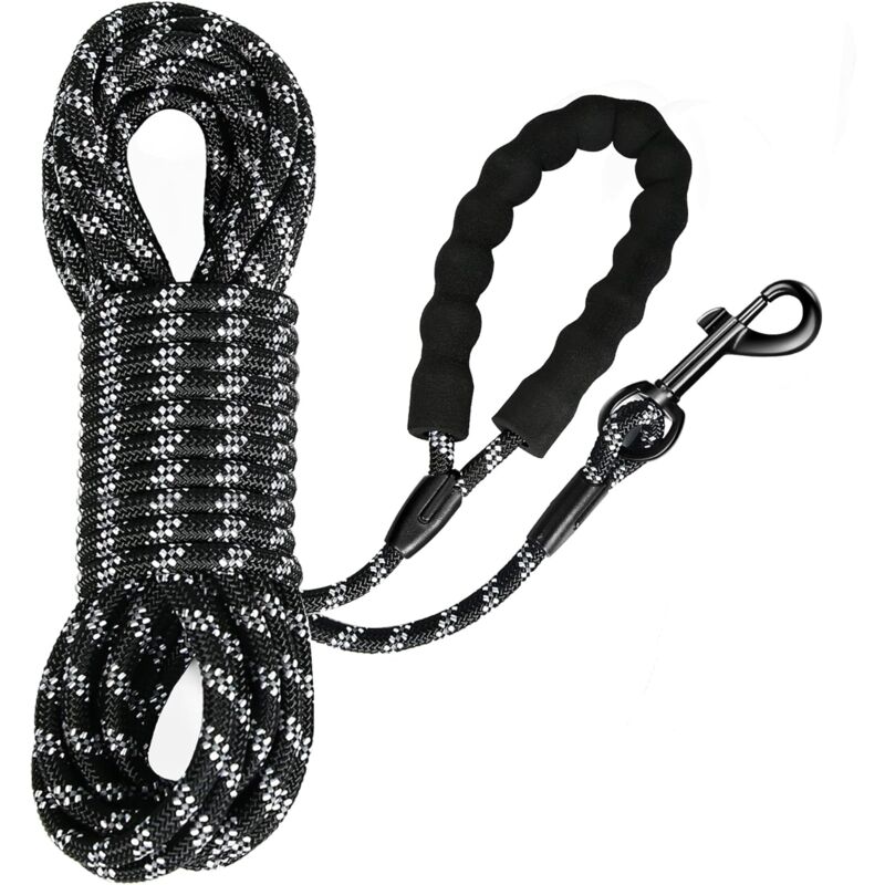 Longe pour Chien, Long Laisse Chien Corde avec Poignée Rembourrée pour Chiens de Petites à Grandes Taille, Noir (5m) - Lablanc