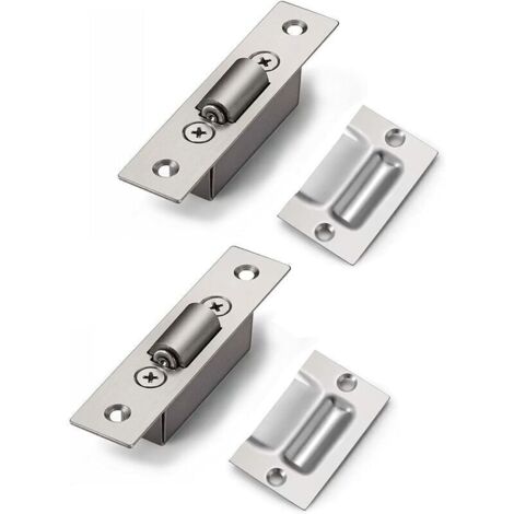 LaBlanc - Loquets à roulettes de porte en acier inoxydable, 2 pièces mortaise cachée, taille 20mm-adaptés aux armoires, salle de bains, meubles de chambre à coucher