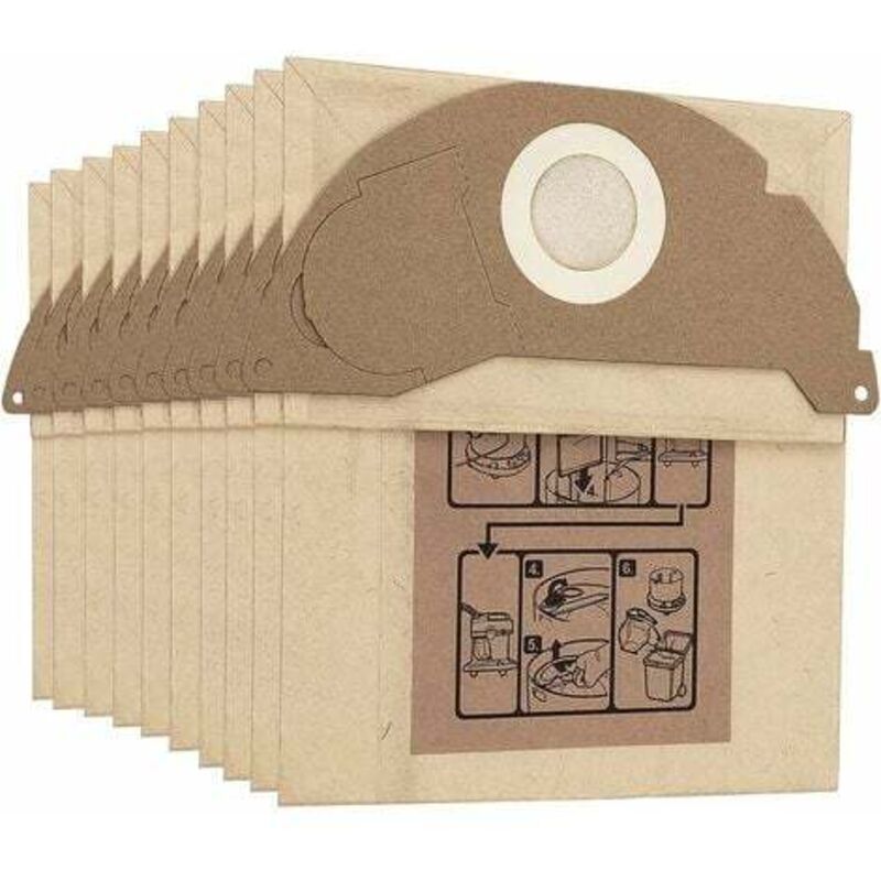 Lot de 10 sacs à poussière de rechange pour aspirateur Kärcher WD2 MV2 WD2250 A2004 A2054 6.904-322.0 - Lablanc